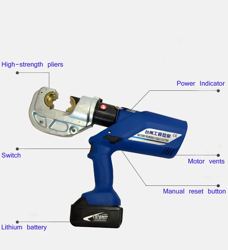 110V16-300mm2 Электрический гидравлический обжимной Электрический зажим питание провода обжимные перезаряжаемые гидравлические плоскогубцы с двумя батареями