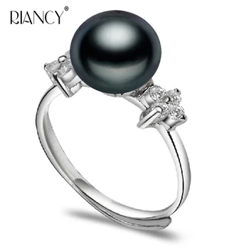 

Fashion Natural Freshwater black Pearl Rings Pearl jewelry 925 Sterling Silver Simple Rings for Women Gift