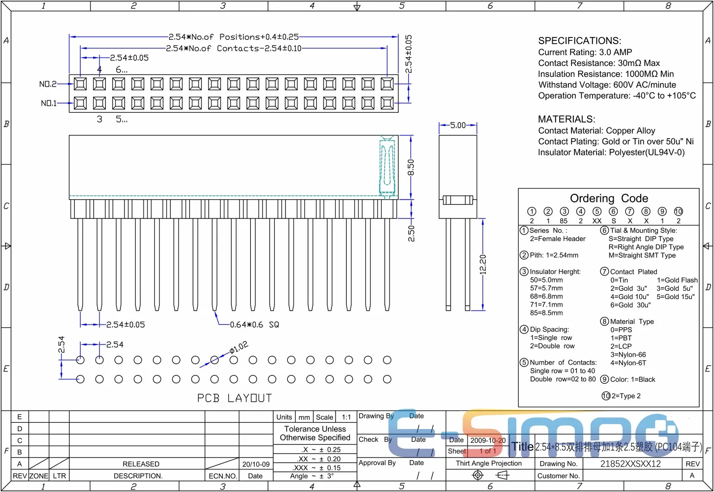 10 шт. 2,54 мм PC104 наружный коллектор 2X16/20/25/32/40P PH8.5+ 2,5 мм двойной ряд с золотым напылением