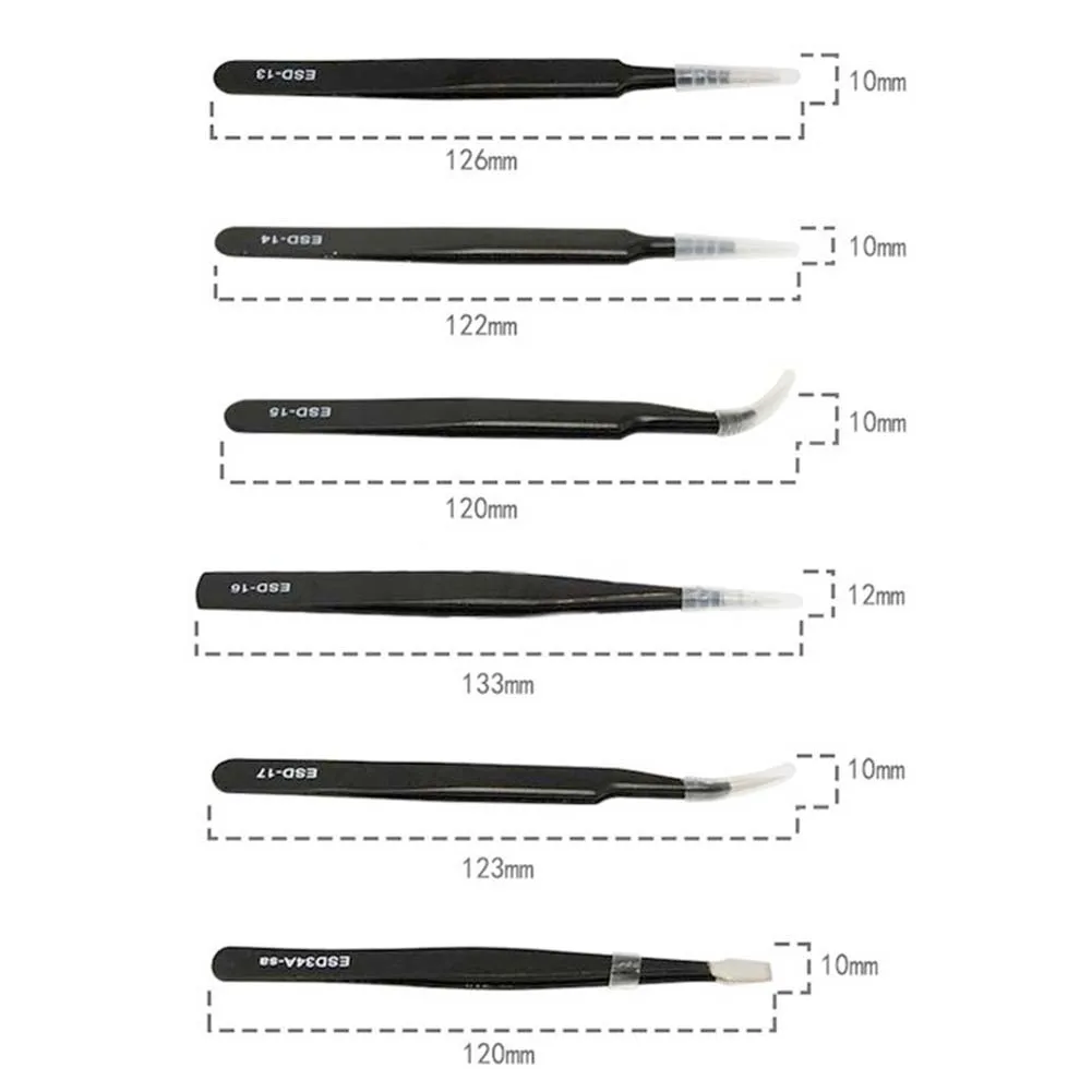9 шт. ESD нержавеющая сталь Пинцет Набор ремонтный набор инструментов антистатические для электроники телефон ремонт MDJ998
