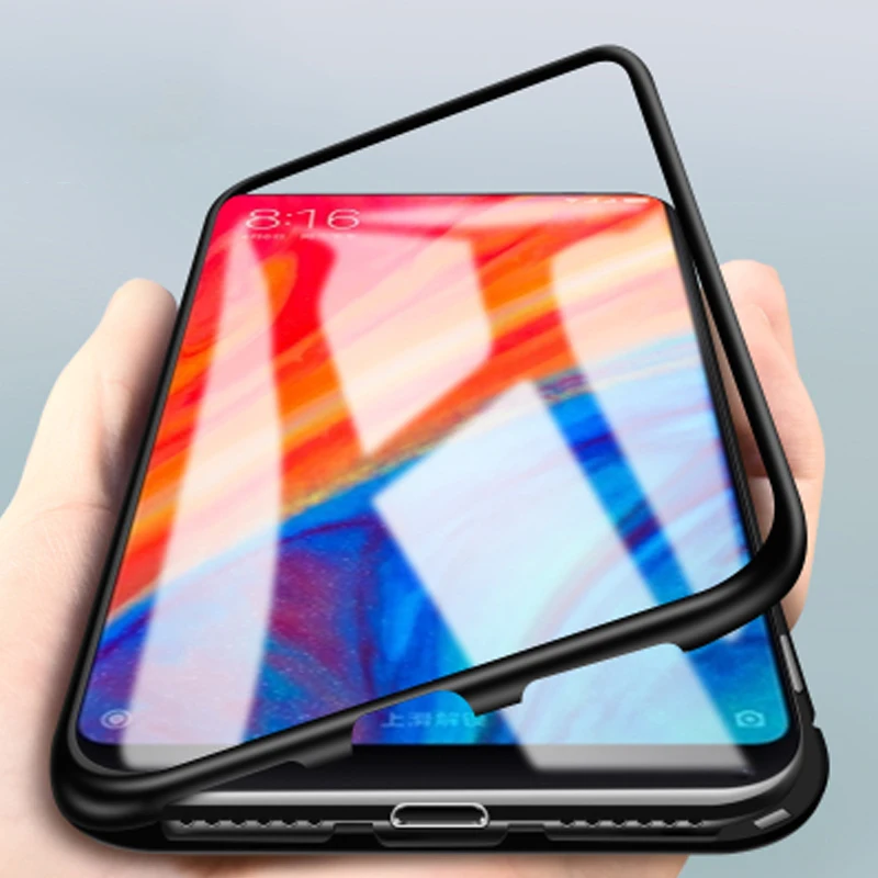 Ultra Magnetic Adsorption Phone Case On For Xiaomi mi 8 pocophone F1 Clear Tempered Glass Coque Luxury Magnet Cover Fundas |