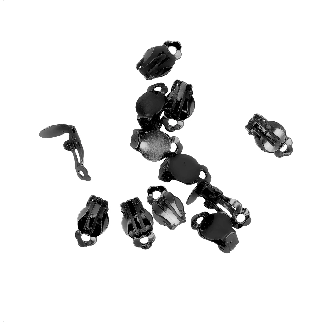 12Pieces Clip On Glue on Blank Pad Earrings Findings DIY Enamel Crystal Jewelry Making for No Piercing Women 