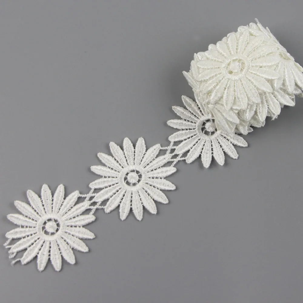 Buy 2 Yards Raw White Flower Lace Trim Applique Cord