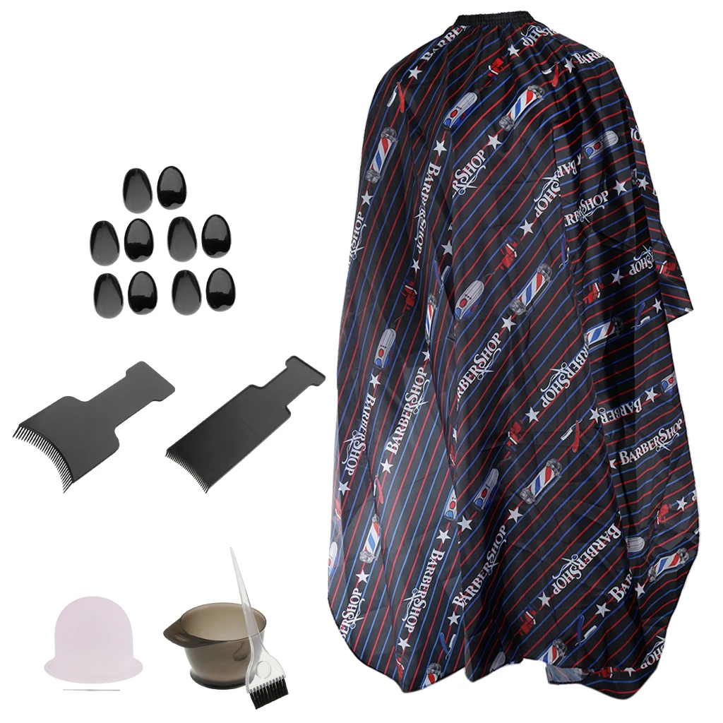 Professional Salon Hair Coloring Tools Set Gown Ear Cover Brush Bowl Highlight Cap Board for Hair Coloring Protection 