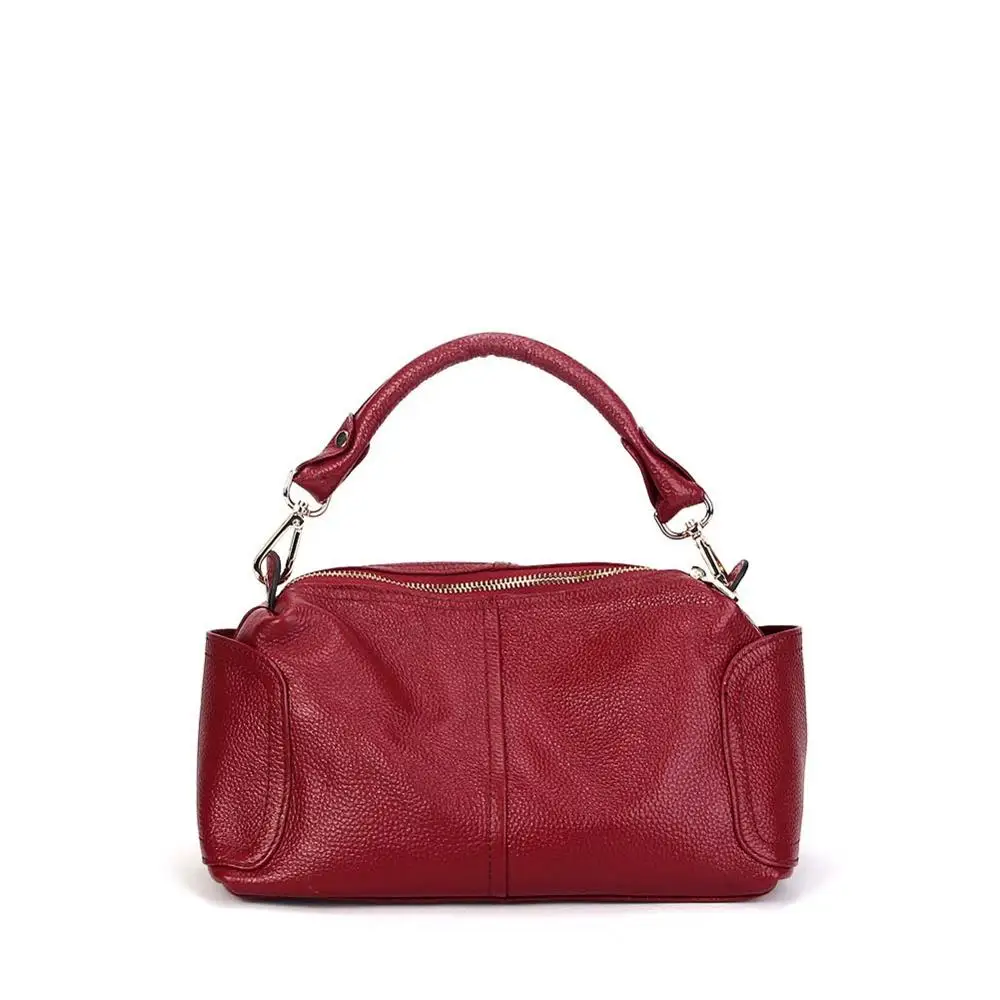 Натуральная кожа SHOUDLER BOSTON сумка женская модная повседневная мягкая яловая Натуральная кожа Сумка-котелок через плечо сумка-хобо - Цвет: Red