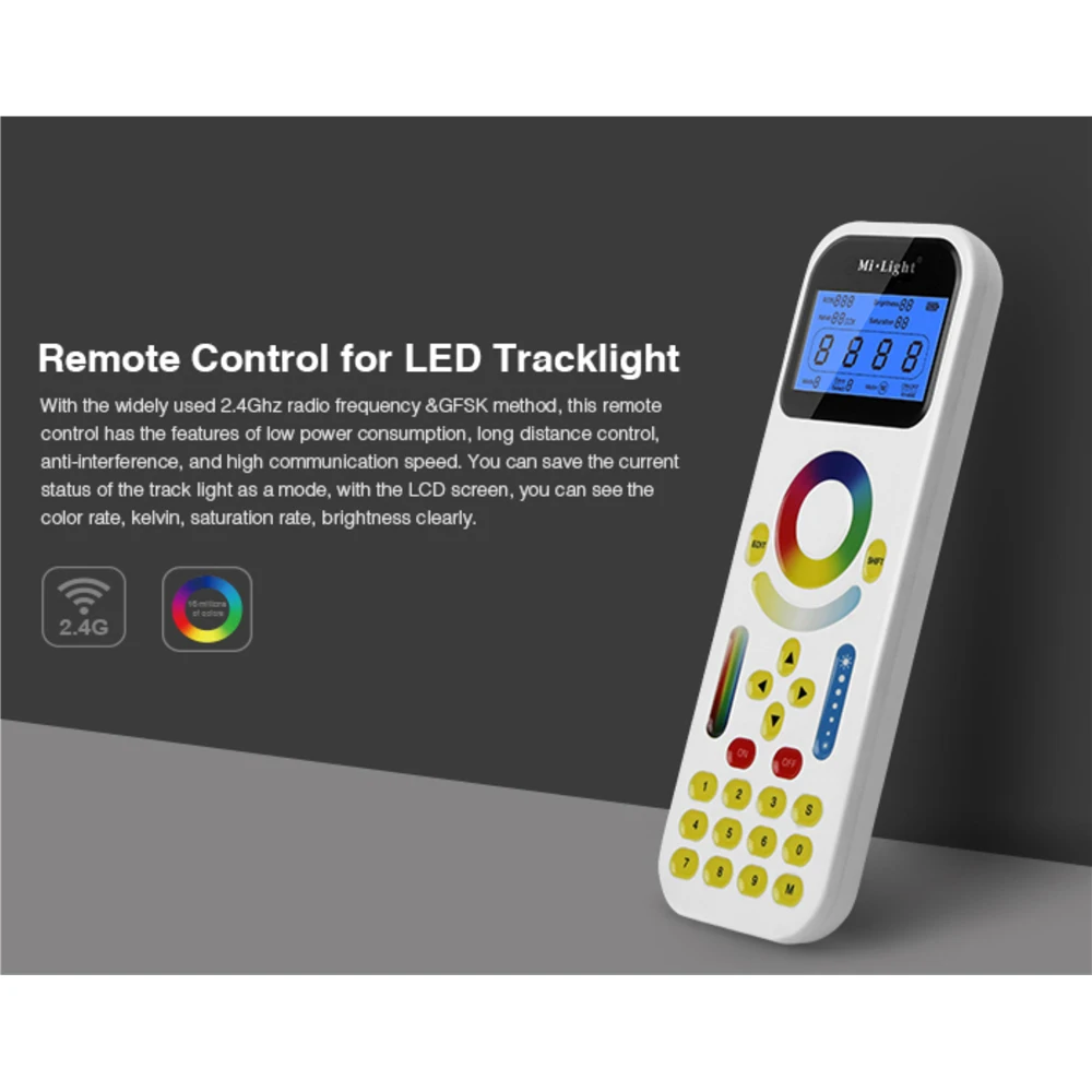 

LED Remote Control FUT090 2.4GHz with LCD Screen Max 99 Zones Control for Mi Light LED Tracklight or LS1 4 in 1 Smart Controller