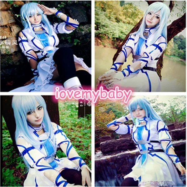 Новый аниме Sword Art Online SAO ALfheim Kawaii Yuuki Asuna Униформа белый и синий костюм феи наряды| |