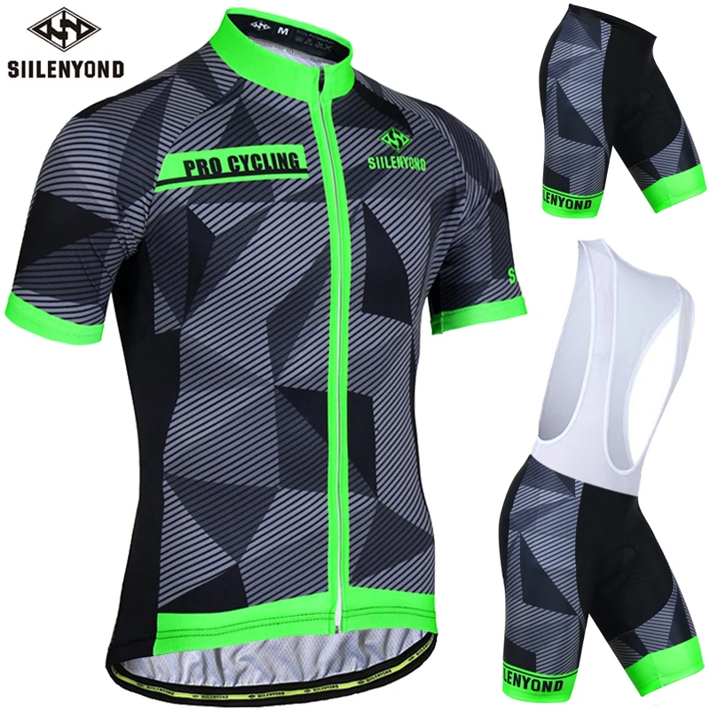 

Siilenyond Flour Green Summer Cycling Jersey Set Cycling Clothing Suit Short Sleeve MTB Bicycle Clothes Mountain Bike Sportswear