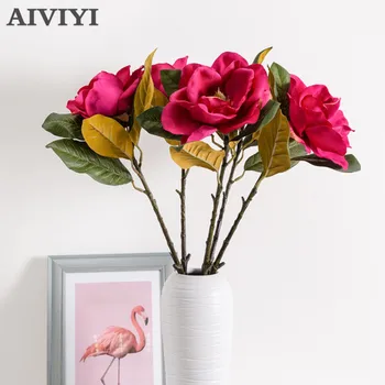 

Foreign trade excellent product Simulation flower big magnolia bouquet home living room table wedding decoration