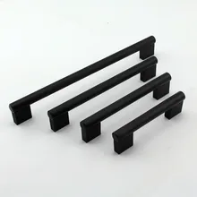 modern simple Brushed black kitchen cabinet dresser wardrobe door handles pulls knobs 96mm 128mm 160mm 160mm 192mm 5″ 6.3″