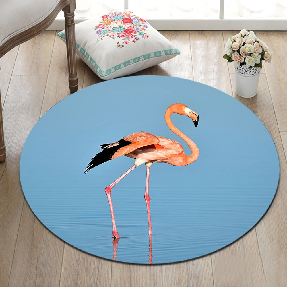 

LB Flamingo Water Round Area Rug And Memory Foam Carpet for Kids Girl Baby Home Living Room Absorbent Bedroom Cushion Bath Mat