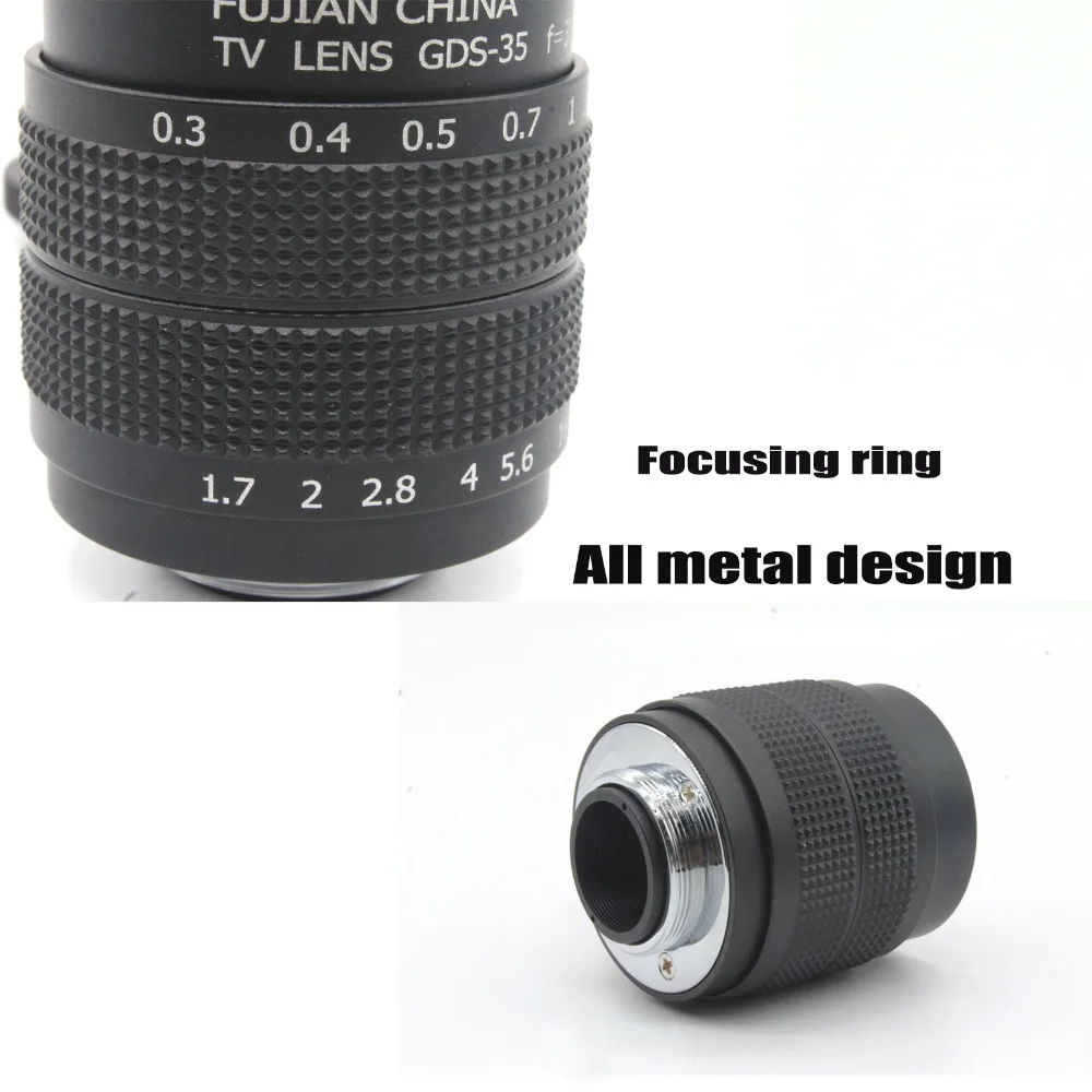 Горячая продажа черный 35 мм f1.7 CCTV объектив + C крепление 2 Марко кольца для Nikon 1 V1 J1