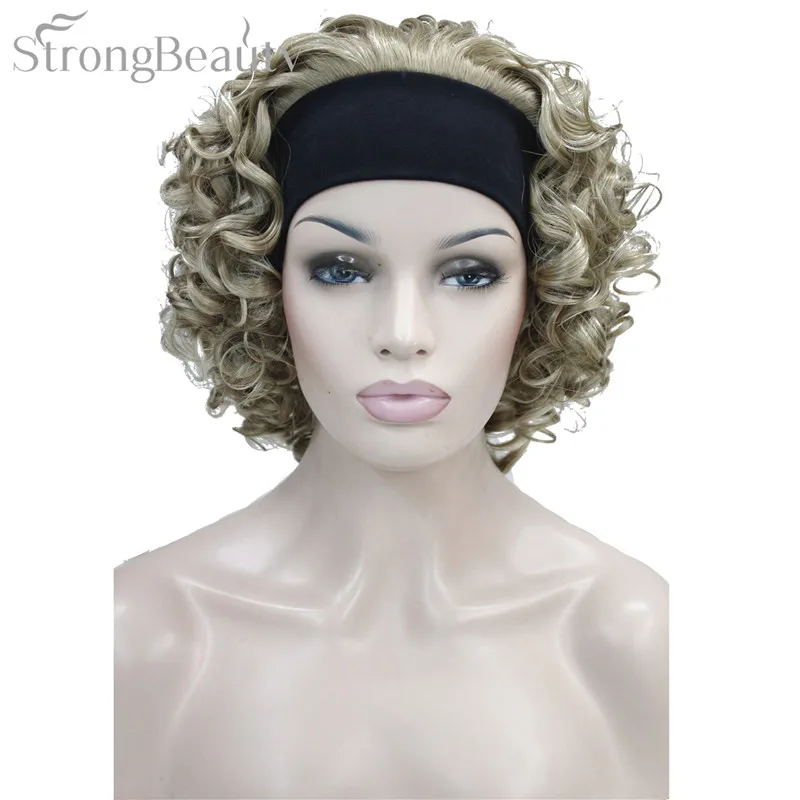 StrongBeauty синтетические волосы Поддельные короткий кудрявый блонд черный парик с