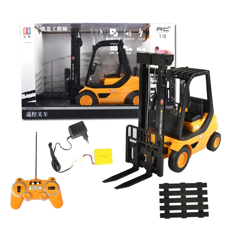 45cm 대형 전동 RC 굴착기 장난감 선물 합금 무빙 리모컨 RC 포크리프트 트럭 시뮬레이션 호이스트 크레인 핸들링 트럭