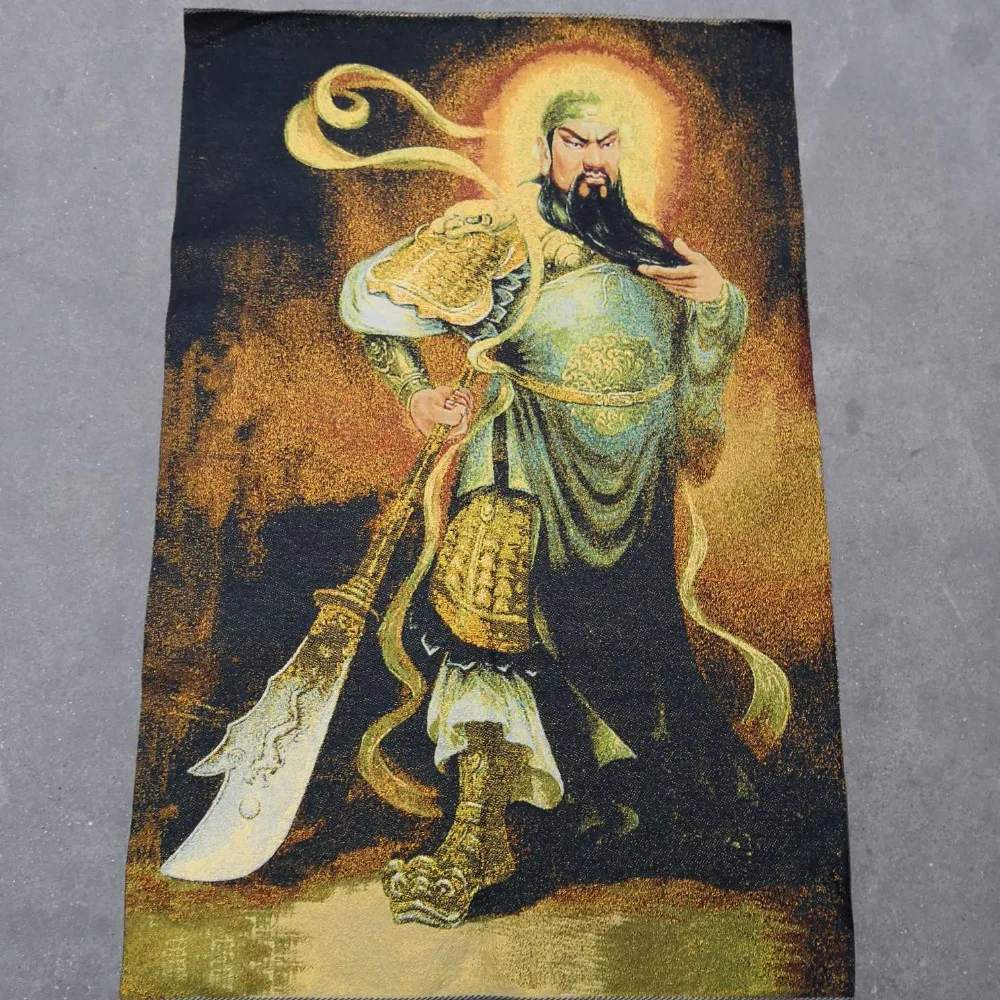 

China old Tibet silk Thangka like hanging painting fengshui guangong