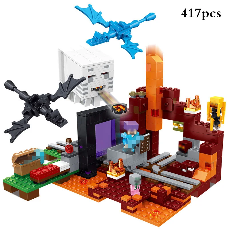

417pcs My World DIY Ghost Castle Model Building Blocks Compatible Legoed Minecrafted City Sets Dragon Action Figures Kids Toys