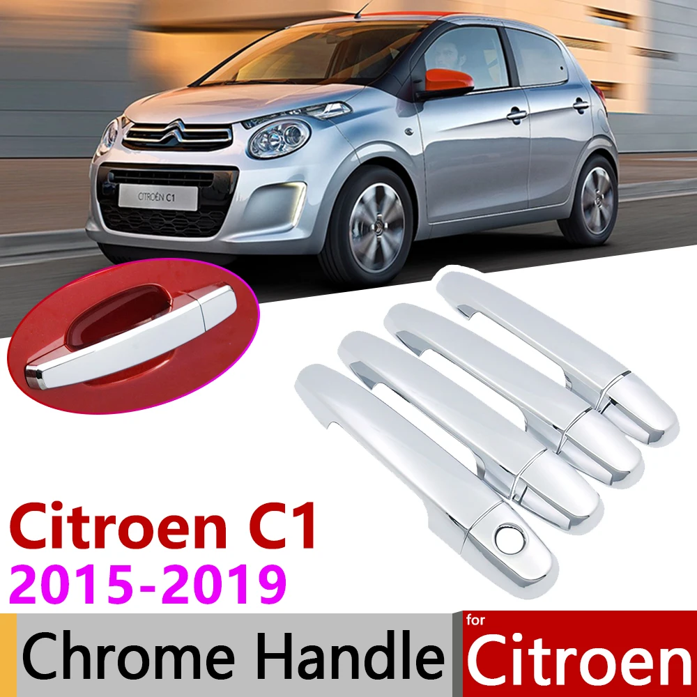 

for Citroen C1 MK2 2015~2019 Luxuriou Chrome Exterior Door Handle Cover Car Accessories Stickers Trim Set 2016 2017 2018