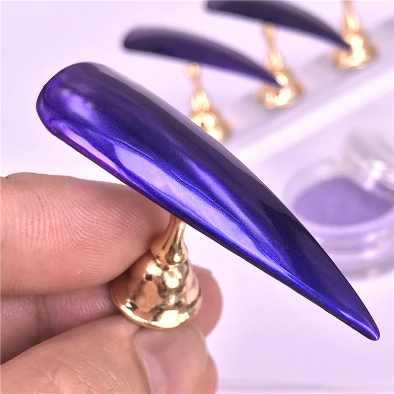 ZKO 1g фиолетовый зеркальный маникюр с блестками для ногтей Блестящий хромирующйи Пигмент Порошок