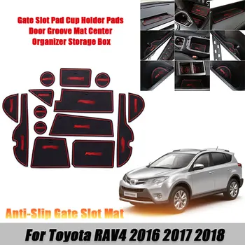 

14pcs/set Car Sticker Styling Anti-Slip Gate Slot Mat Rubber Coaster for Toyota RAV4 2016 2017 2018 XA40 RAV 4 car Accessories