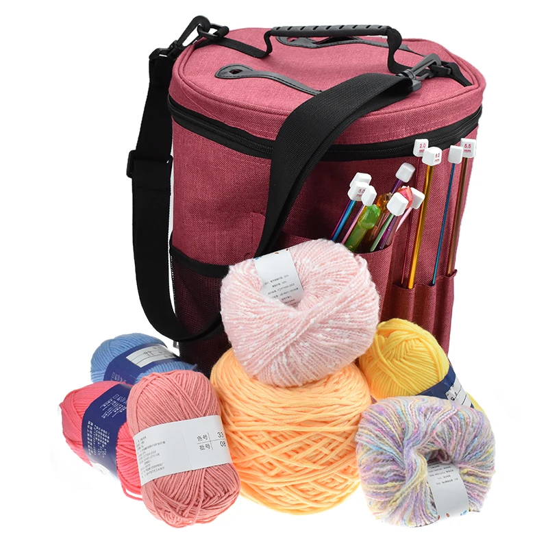 Looen Brand Knitting Bag For Yarn Storage Empty Yarn Storage Knitting Big Capacity Women Mom Home Crochet Hooks Yarn Storage Bag (3)