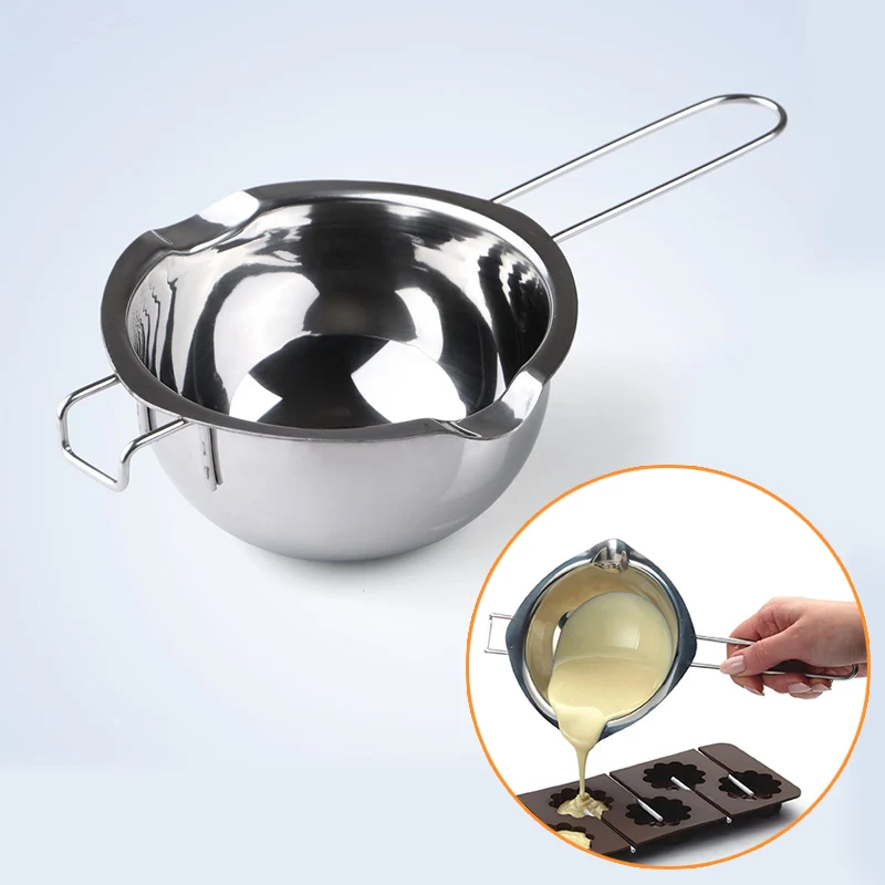 Baking Pastry Tools Stainless Steel Chocolate Butter Melting Pot Furnace Heated Milk Bowl with Handle Heated