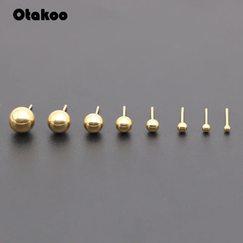 Серьги гвоздики Otakoo из хирургической стали серебристые черные золотистые и