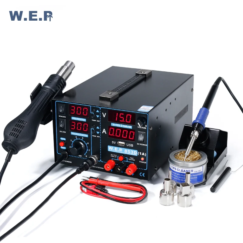 WEP 853D1A USB паяльная станция Мобильный телефон ремонт платы Напряжение Тесты DC