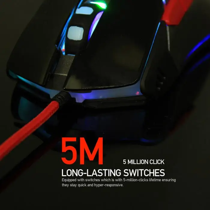 Новая игровая мышь проводная USB 6D кнопки dpi 4 режима 1,8 м светодиодный светильник модный для компьютера