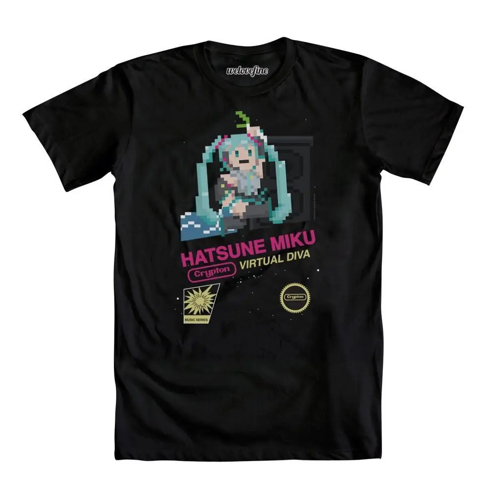Мужская футболка с коротким рукавом Vocaloid Supa Miku черная уличная Однотонная 2019 |