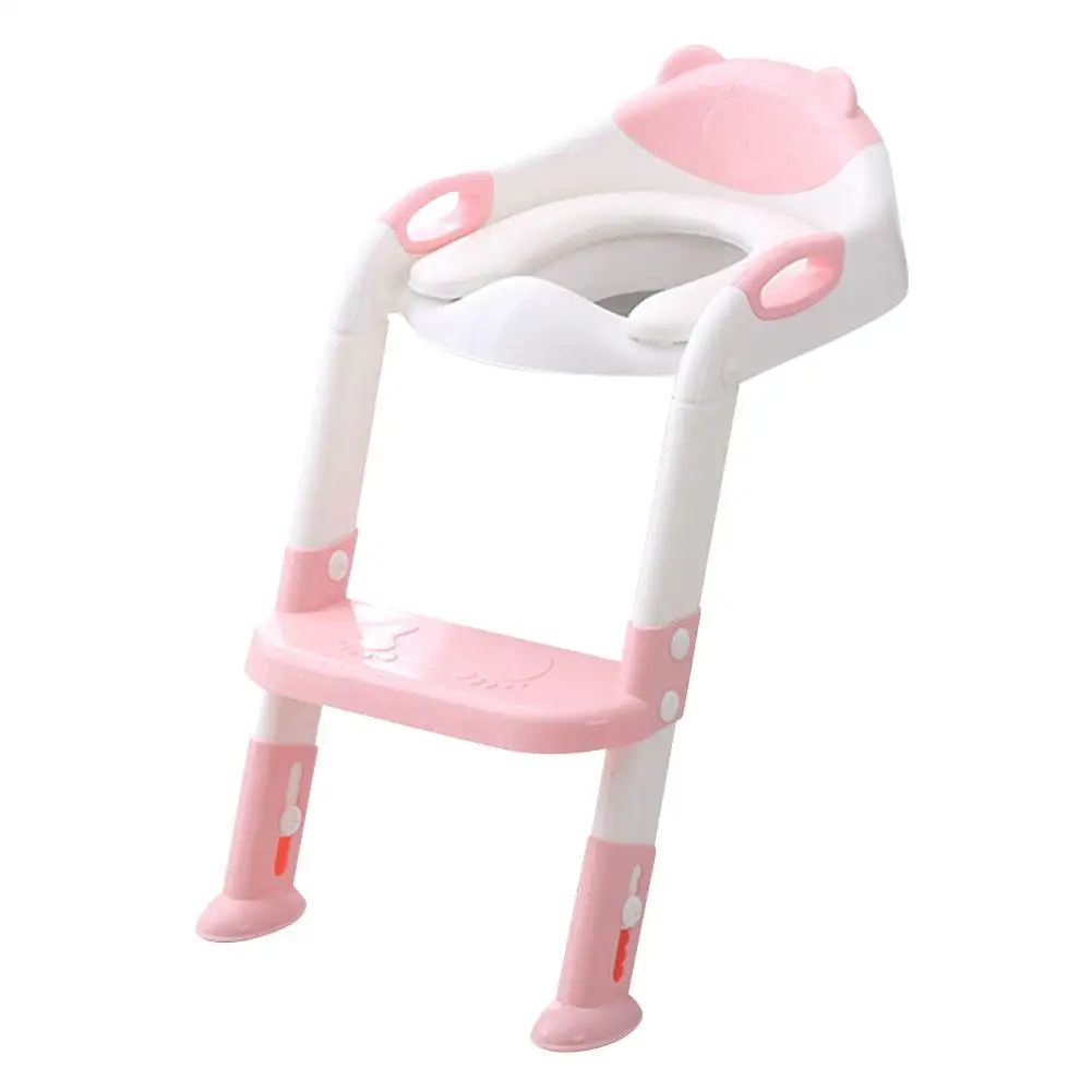 2 цвета детский туалет складной детский горшок обучающее сиденье с твердой противоскользящей шаг Регулируемая Лестница детское обучающее сиденье - Цвет: PINK