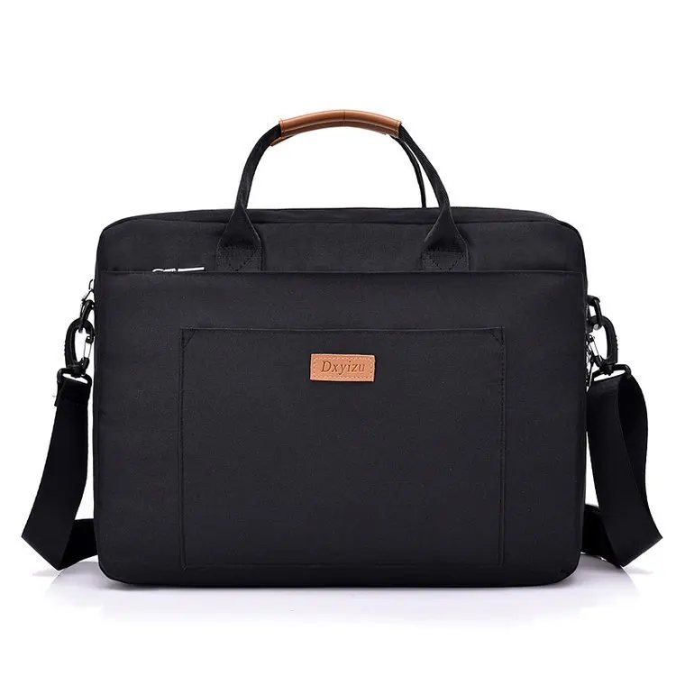 Osmond женский мужской холщовый портфель 16 дюймов сумка на плечо для ноутбука Женская Мужская сумка деловая сумка для компьютера большая сумка для путешествий - Цвет: Черный