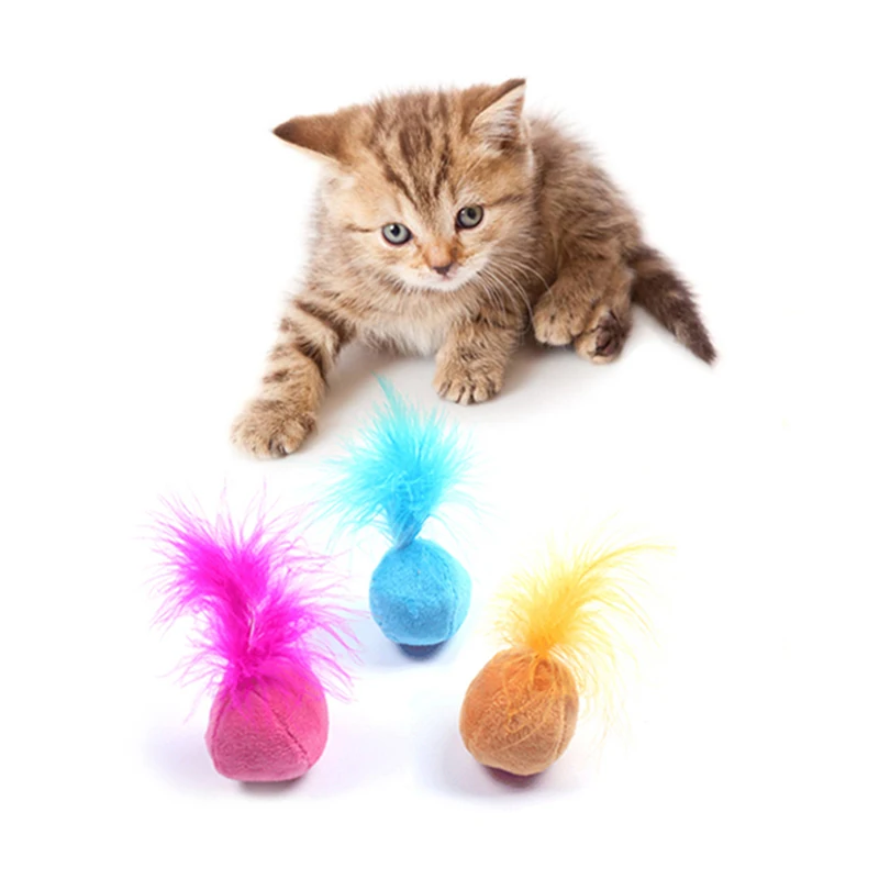 Новое поступление мышки с перьями игрушки для кошек котенок игра Смешные мыши
