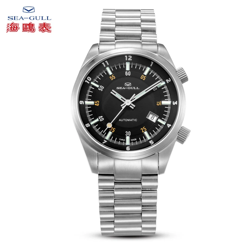 Часы Seagull с датой двойной часовой пояс GMT светящиеся стрелки ST2130 Мужские
