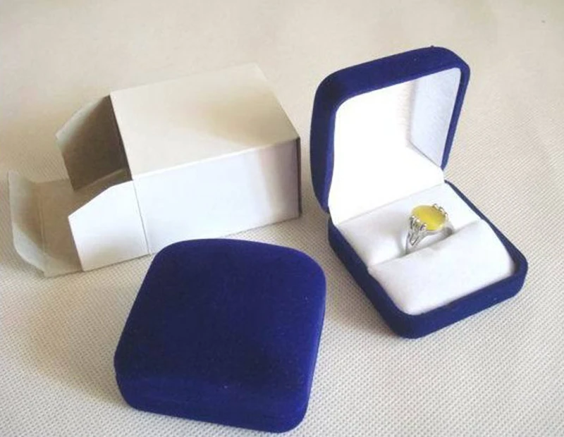 

New Design Charming Square Box Ring Necklace Earrings Jewelry Box Ring Box Velvet Gift Jewelry Boxes Organizers Black/Blue/Red