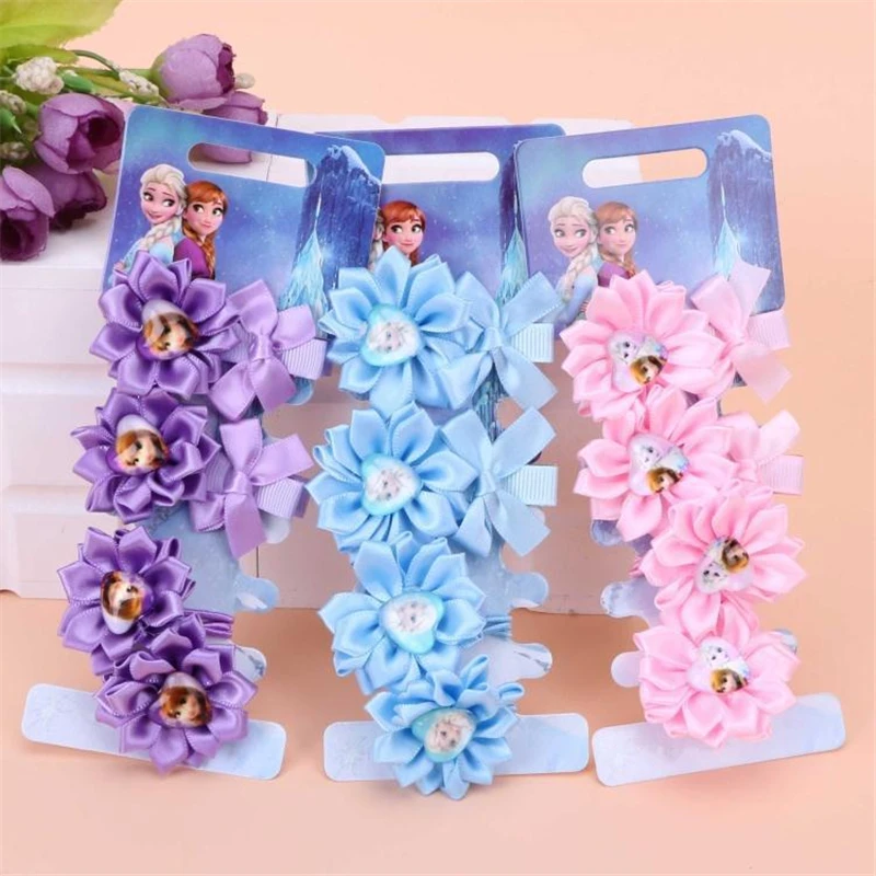 

4pcs Disney cartoon Frozen hair clip Elsa doll accessories headwear girl birthday gift head rope hair ring cosmetic hair circle