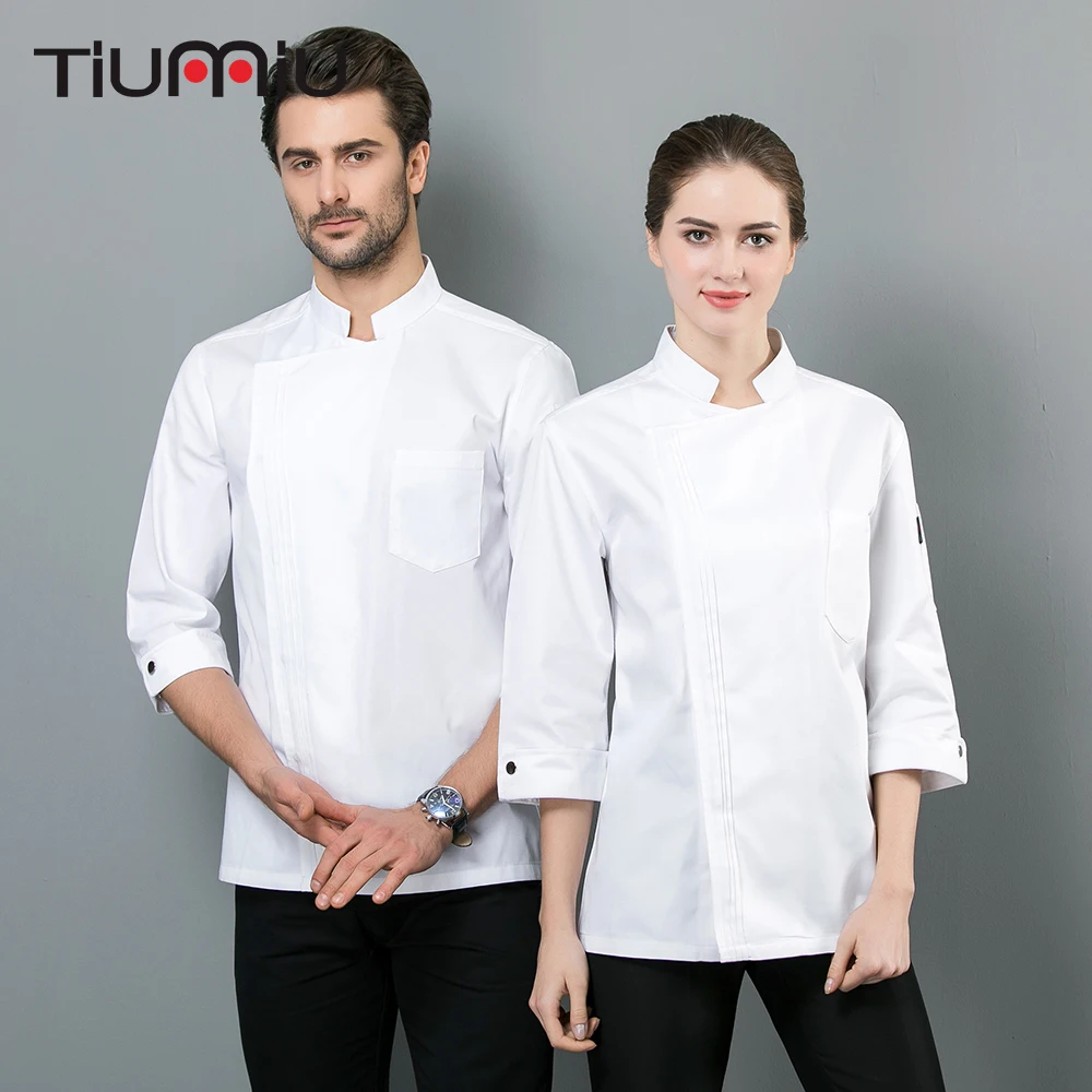 

New Arrival Chef Jacket Seven-quarter Sleeve Restaurant Uniform Kitchen Hotel Work Clothes Men Women Professional Chef Coat