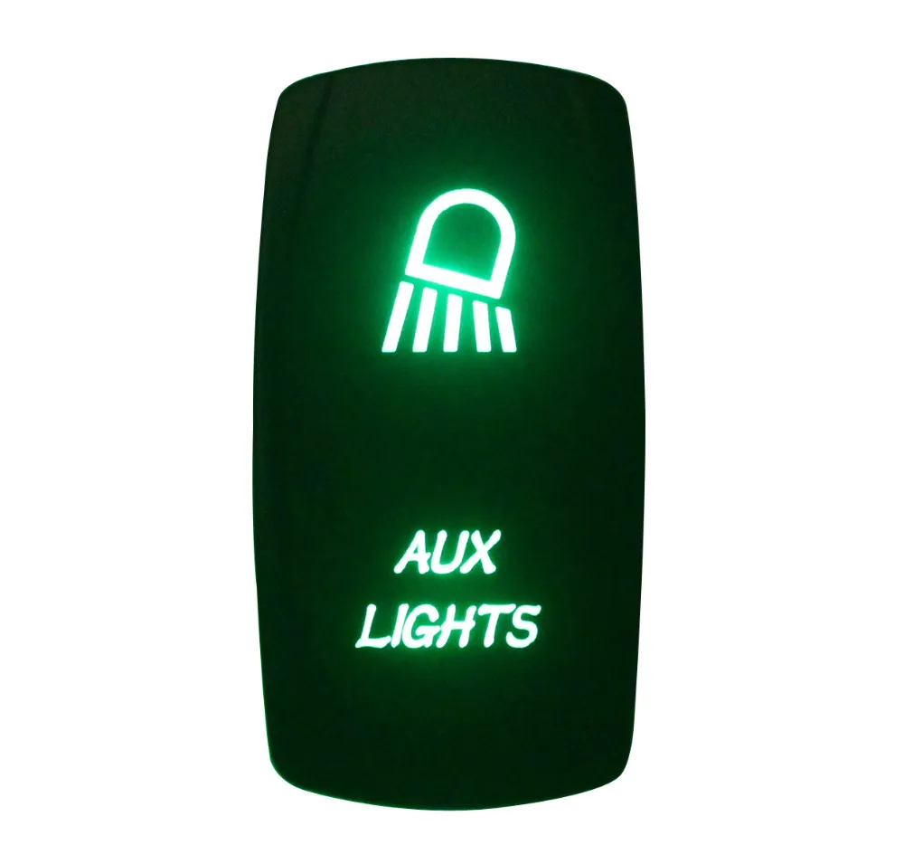 

DC 12V 24V AUX LIGHTS Rocker Switch GREEN Led lamp 5 Pin ON/OFF SPST Waterproof IP66