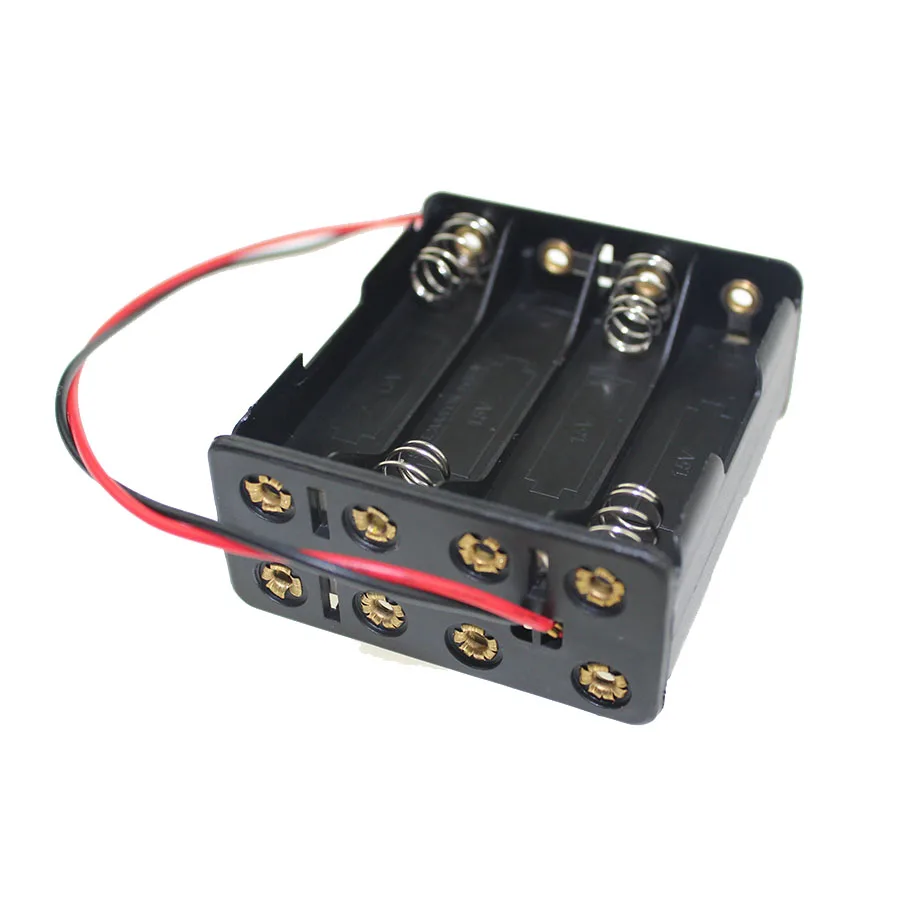 1PCS 8 x AAA 12V Battery Holder Case Double Side Spring Battery Holder With Wire Lead Back By