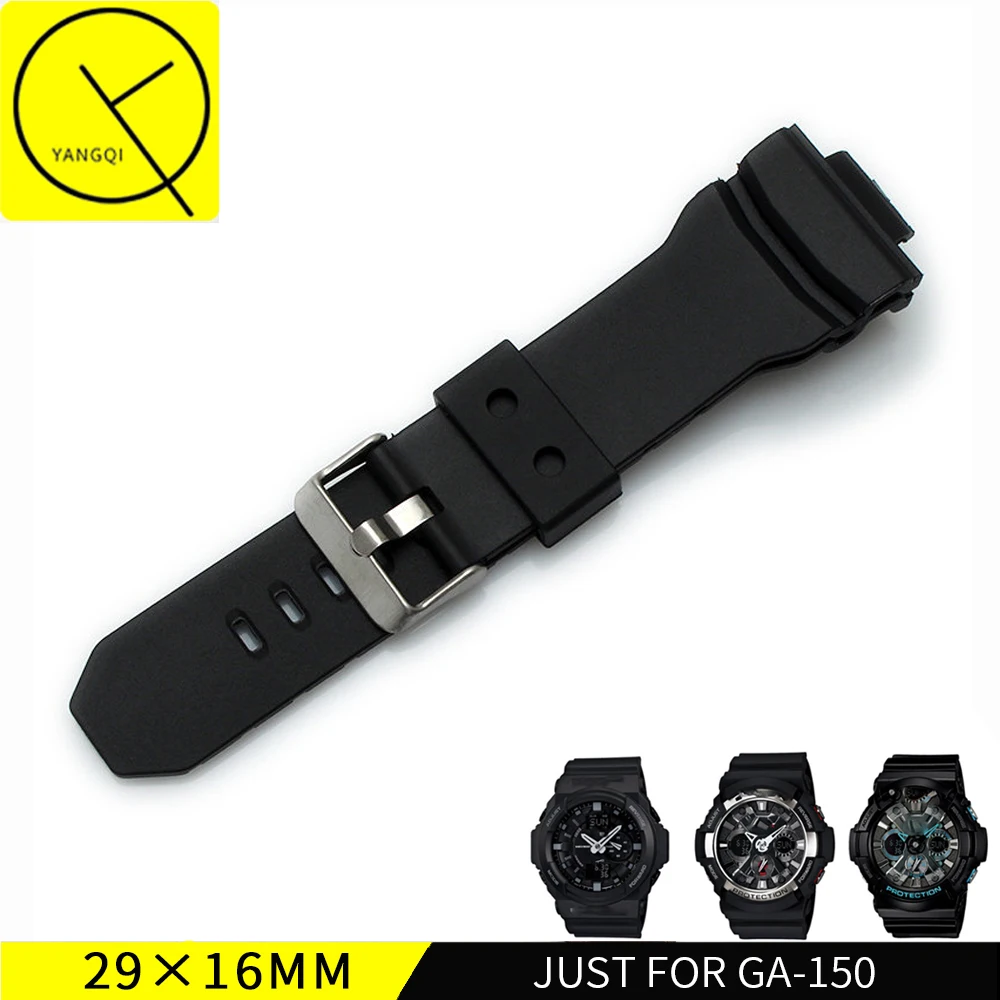 

16x29mm Nature Soft Silicone Rubber Watchband for Casio G-SHOCK Series GA-150 Black GA-200/201/300/310/GLX 5255/3295/5229 +Tools