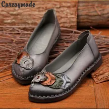 Careaymade- весенне-осенние туфли на плоской подошве из натуральной кожи ручной работы в народном стиле ретро 7 цветов