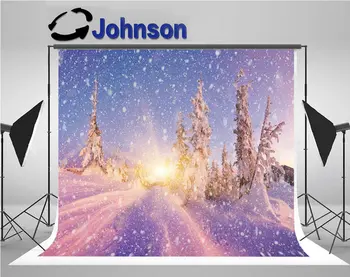 

winter wonderland Woods Trees Snow Landscape Mountains background Vinyl cloth High quality Computer print wall backdrops