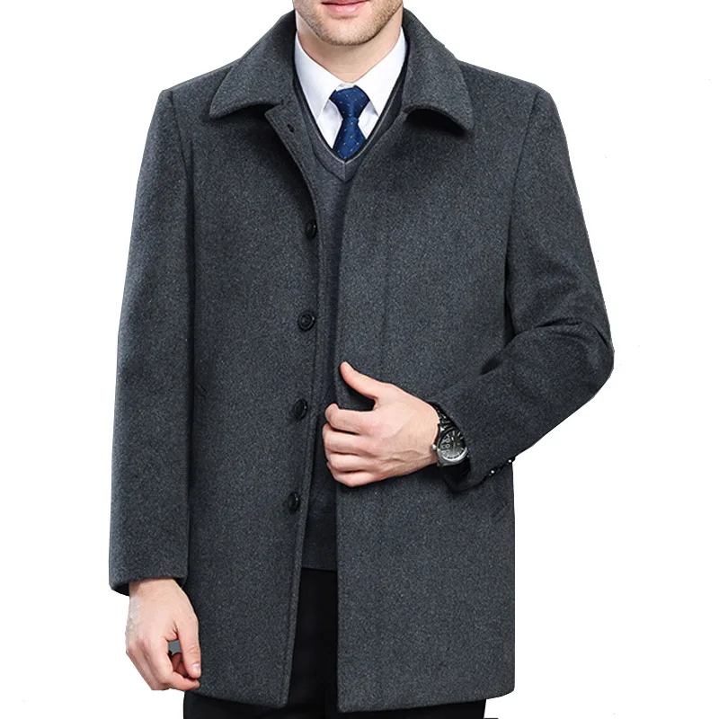 High quality cashmere coat men new style winter wool overcoat male turn down collar single breasted woolen outerwear 2 styles High quality cashmere coat men new style winter wool overcoat male turn down collar single breasted woolen outerwear 2 styles