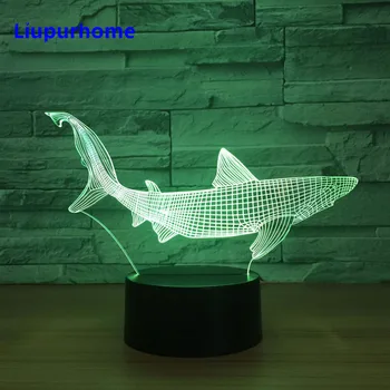 

New Shark 3D LED Night Light Fish Table Lamp Home Decor Party 7 Colors Changing Night Light Bedside Sleep Decor Light 3D41