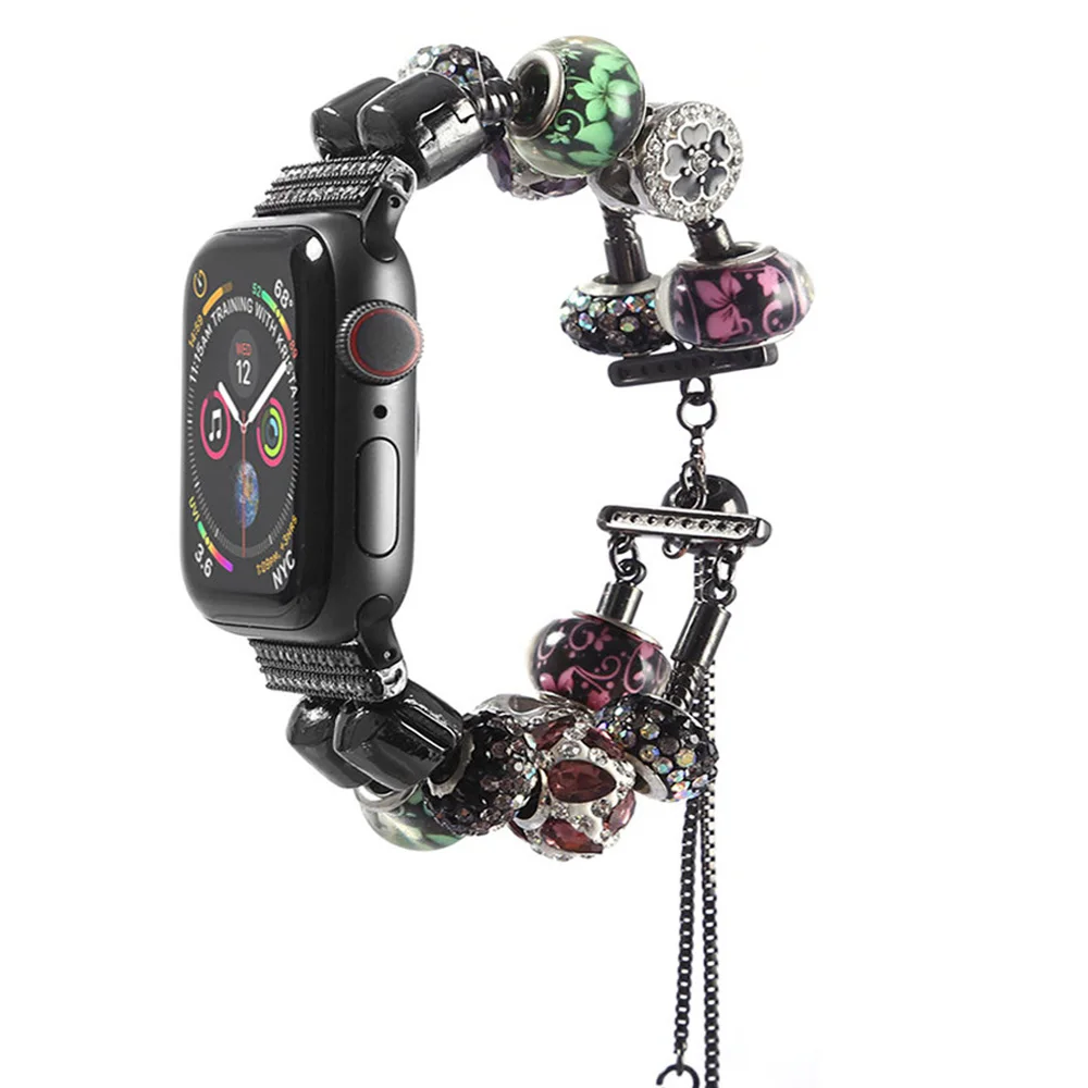 Браслет с бусинами для Apple Watch SE Band Series 6 5 4 3 съемный ремешок сделай сам девушек и