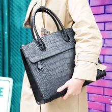 Женская сумка-тоут из натуральной кожи с узором «крокодиловая кожа», сумка на плечо для документов, Офисная деловая женская сумка, черная/красная/серая/коричневая большая сумка