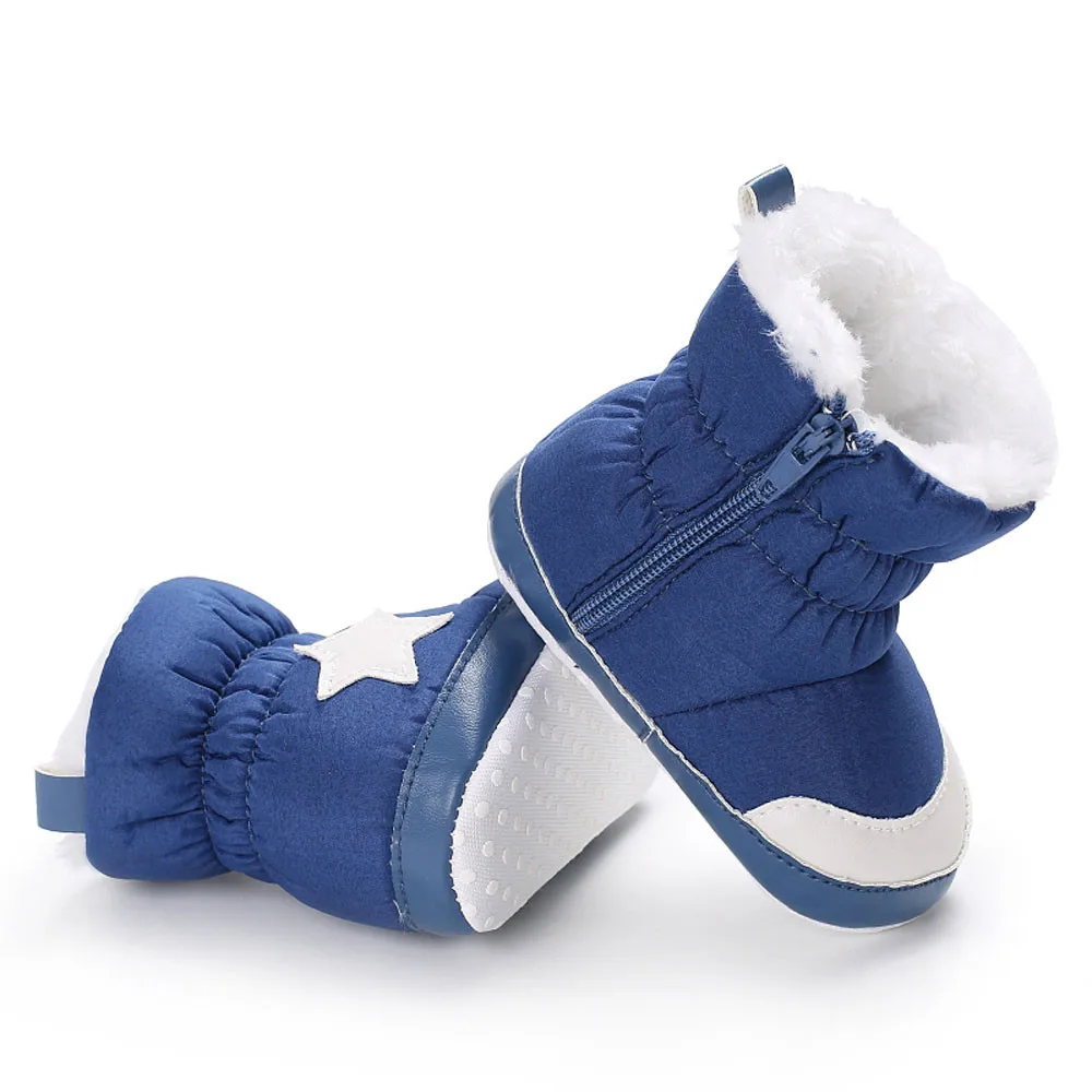 Зимняя детская обувь для новорожденных; мягкие ботинки для мальчиков и девочек; модные теплые утолщенные зимние ботинки для первых шагов; нескользящие ботинки для малышей; BFOF