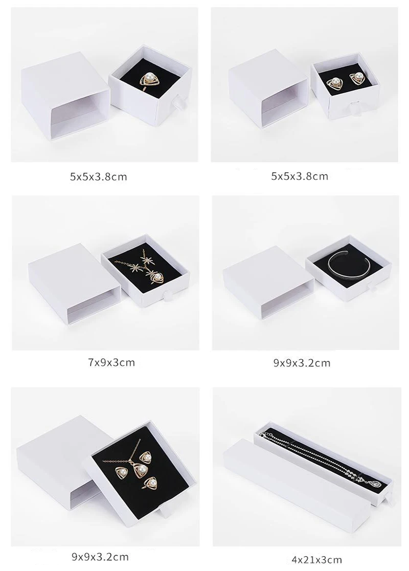 Черный Kraft бумажная шкатулка для драгоценностей с губкой ящик стиль для серьги кольцо цепочки и ожерелья Браслет Box Белый бумага Ювелирные