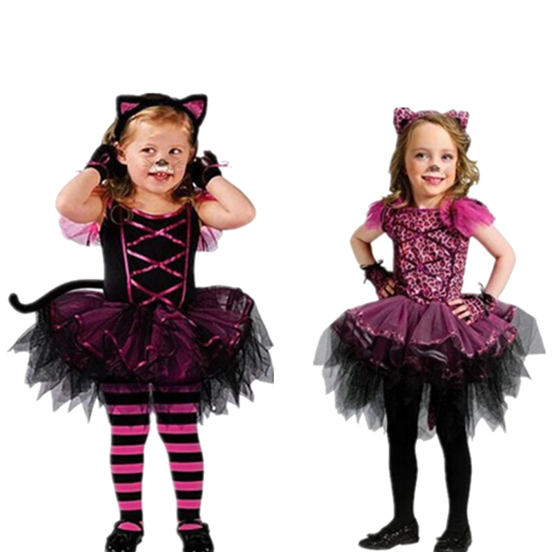 Halloween Costumes for girl dress + Headdress Cheshire Cat Prom Animal
