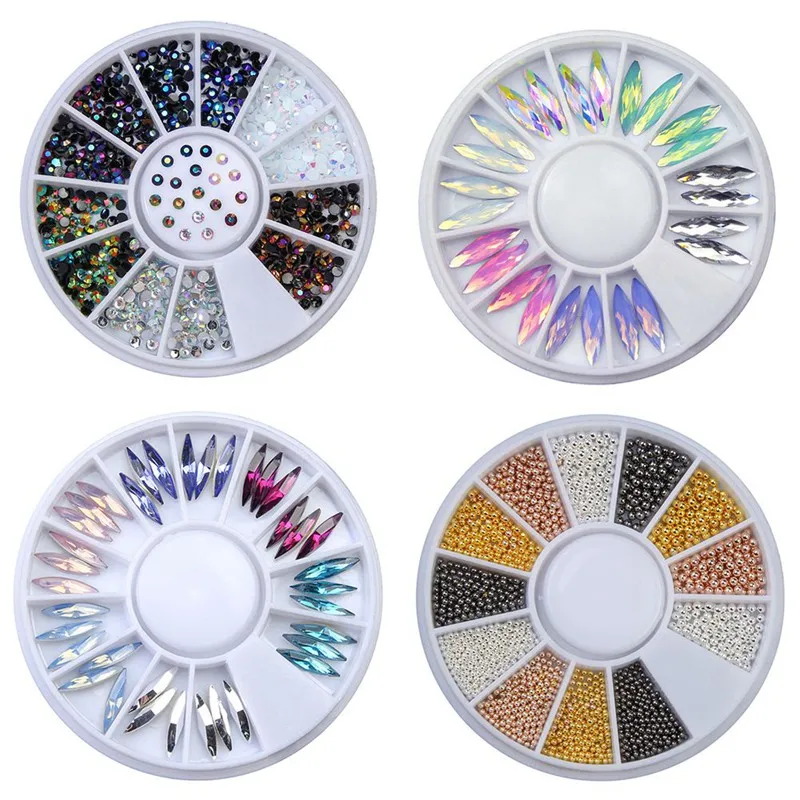 

Hot Sale Glitter Drop Water Nail Art Decoration Rhinestones Wheel 5X8mm 3D Design Charm Nail Tips Gem Stones Accessory