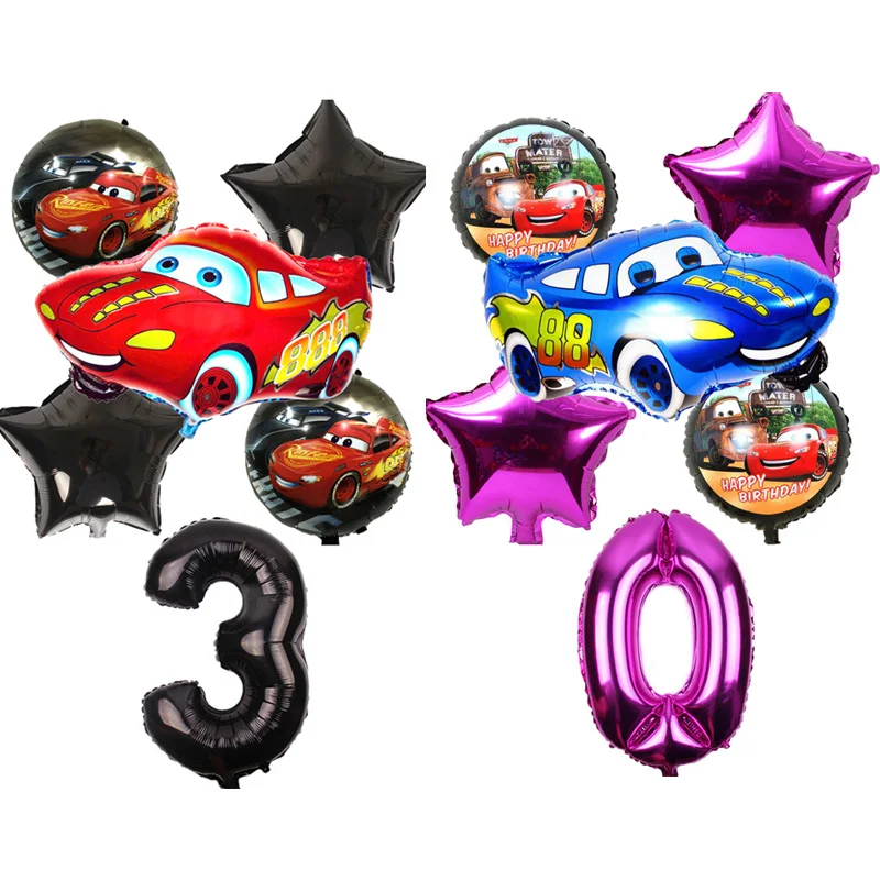 

6pc/set Cartoon Car Foil Balloon 32inch number Helium Balloon Happy Birthday Party Decor Supplies kids toys air balloons
